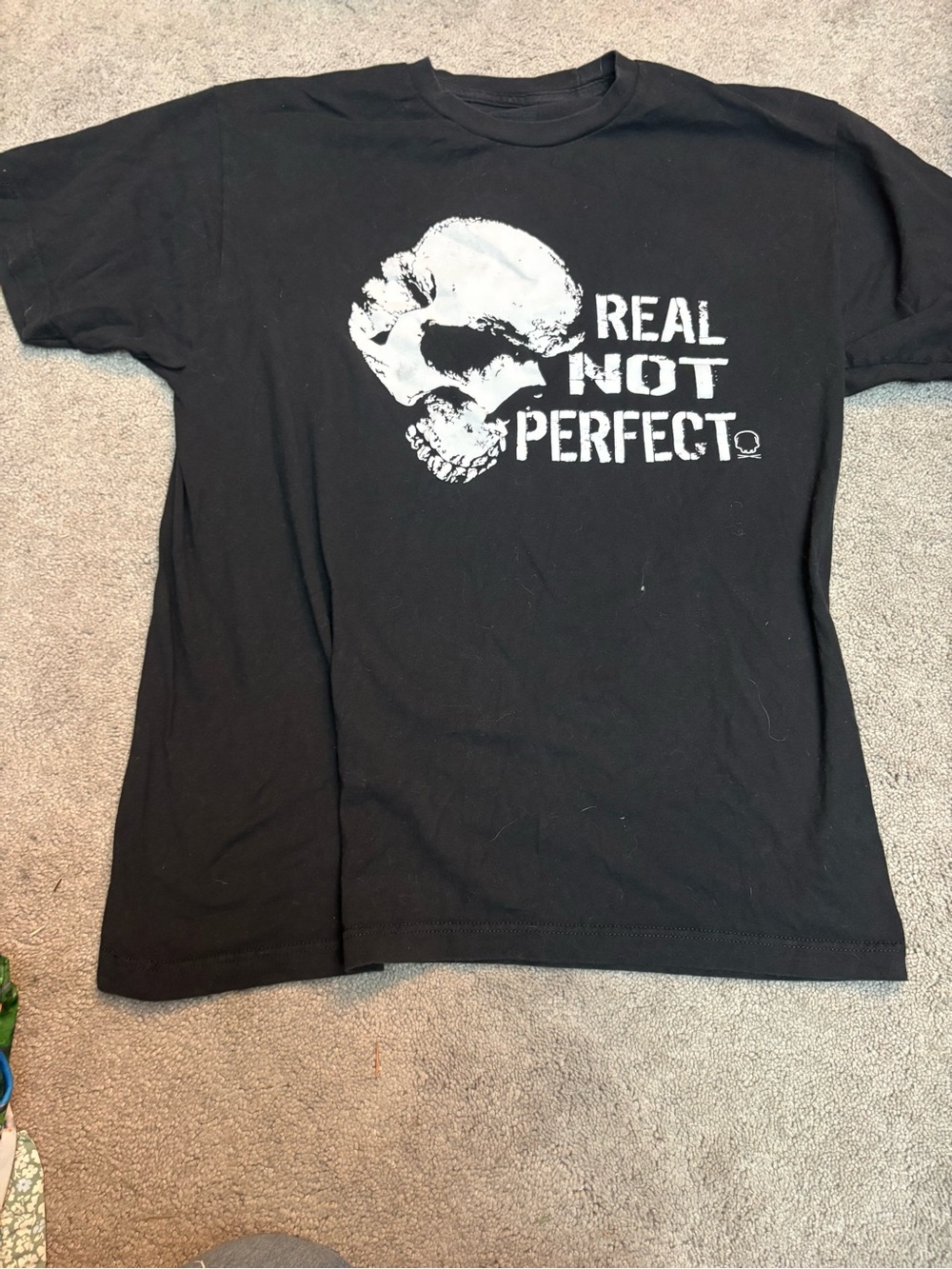 Black Graphic Tee "Real Not Perfect" – Men's Casual Shirt